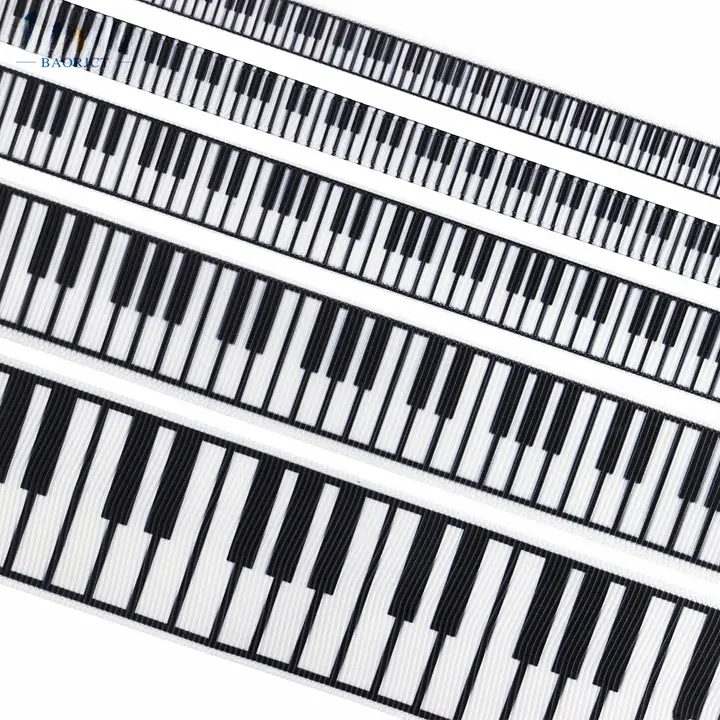 ピアノキャラクター柄のインクリボンギフトボックス【ハンドメイドリボン包装】