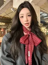 トレンディなストライプのカラーブロックロングスカーフ【レトロ・エレガントなデザイン・首周りアクセサリー】