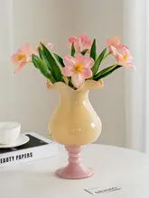 花瓶 フラワーベース ガラス 脚付き 丸みのある フレンチ風 ヴィンテージ 上品 デザイン性 テーブル インテリア