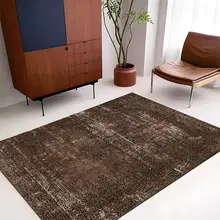 ヴィンテージ風ペルシャデザインのリビング用ラグ【フランス風・キャラメルカラー・広めのサイズ】