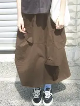 チョコレートカラーのふんわり中丈スカート【夏用・レトロデザイン・フィット】