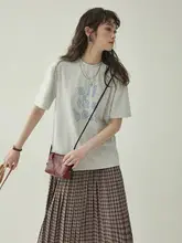 北岛AMUU レディース プリント入りラウンドネックショートTシャツ【夏用・ゆったりシルエット】