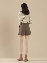 カフェブラウンのワイドレッグパンツ【秋冬用・厚手ウール・おしゃれな外出用】