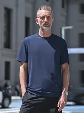 半袖Tシャツ メンズ シームレス 吸汗速乾 通気性 薄手 ドライ 上品 通勤 夏「TWO PALMS」