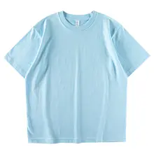 極上の柔らかさ！シンプルな夏用コットン半袖Tシャツ【男女兼用・空色・無地】（セットアップ対応）