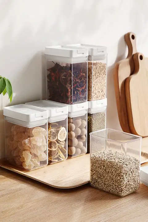 密閉容器 プラスチック 透明 クリア キッチン用 穀物 豆 ドライフルーツ 食品グレード
