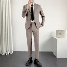 墨色の男性用小さなスーツ【カジュアル・スタイリッシュ・韓国風・体にフィット】（セットアップ対応）