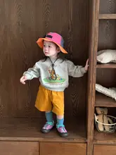 子供用 カートゥーンくまデザインの秋用スウェットシャツ【カジュアル・プルオーバー】（セットアップ対応）