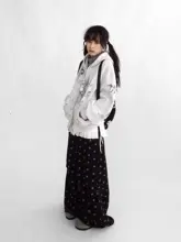 星柄プリントのハイウエストプリーツスカート【JK風・重ね着対応】