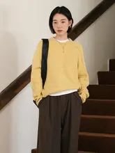 オールウール クルーネック プルオーバー 長袖 ニット セーター レディース 春