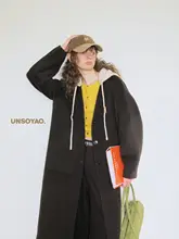 UNSOYAO ヴィンテージスタイル ウール製 取り外し可能 フード付き ハンドメイド ダブルフェイスコート レディース