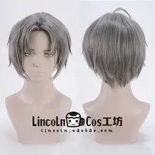 コスプレ用 灰色のショートヘアウィッグ【反り上がりスタイル】