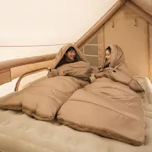 大人用厚手防寒アウトドア用スリーピングバッグ【冬季・二人用・オフィスブランケット・汚れ防止】