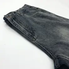 アメリカンレトロ水洗い加工デニムパンツ【ユニセックス・ルーズフィット・グレー】