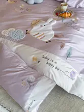 紫色の小馬デザインの長綿四点セット【子供用・カートゥーン・女の子向け】（セットアップ対応）