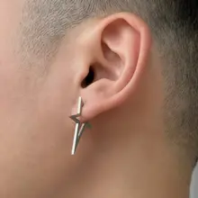 Komeiku 星型の稲妻デザイン タイタンスチール製イヤリング【ユニセックス・ストリート・ヒップホップスタイル】