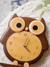 可愛らしいフクロウの壁掛け時計【静音・無垢材製・リビング用・子供部屋にも最適】