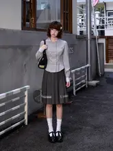 レースの切替がかわいい紫色のシャツ【昭和スタイル・女性用・半袖】（セットアップ対応）