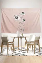 シンプルな手描きの菊花柄壁掛けタペストリー【ビンテージ風・個性的なデザイン】