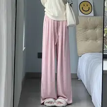 ラメ入りの緩やかなワイドレッグパンツ【高腰・ストレート・秋用・ドレープ感あり】（セットアップ対応）