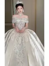 ワンショルダー プリンセスドレス【高級感あるサテン・宮廷風・ブライダル用】