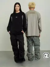 アメリカンヴィンテージ風 刺繍入り 長袖Tシャツ【ルーズフィット・秋用】