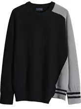 メンズ カラーブロック クルーネック ニットセーター【秋冬用・カジュアル・レトロスタイル】