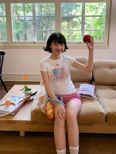 ゆったりデザインのショートスリーブTシャツ【白・夏用・染色印刷・カジュアル】