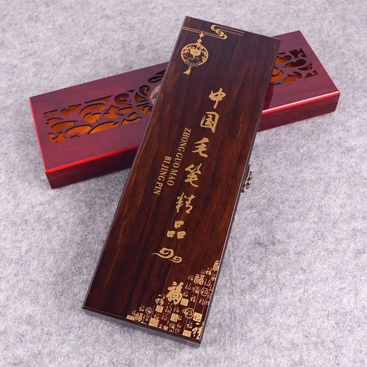 樟木製の高級毛筆ボックス【単筆用・手提げ・ヴィンテージ風・純手作り】（セットアップ対応）