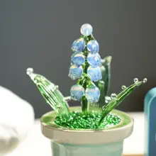美しい琉璃製のシミュレーションリリー鉢植え【デスク装飾・癒しアイテム】