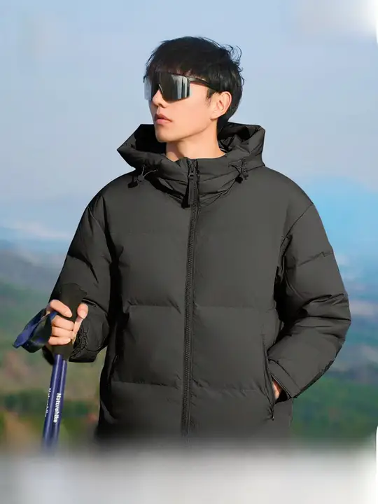 防風機能付き メンズダウンジャケット【フード付き・薄手・冬用】