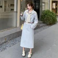 デニムシャツワンピース レディース レースケープ付き ロング丈 フレンチ風 きれいめ 上品 着痩せ 秋