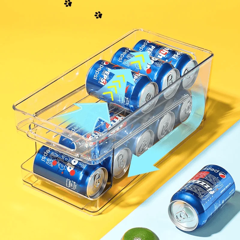 冷蔵庫用 ドリンク収納ボックス【ビール・コーラ缶・ワイン用・回転式・透明】