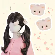 ヘアクリップ 前髪クリップ ダッククリップ モコモコ 子豚 ガーリー ロリータ 「ChillyCherry」
