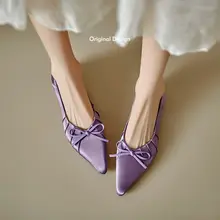 羊皮製 フラットシューズ【リボンデザイン・内側増高・浅口・女性用】