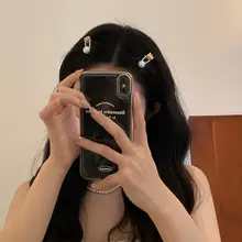 韓国のメタルベアヘアピンパール前髪