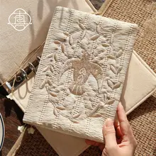 刺繍デザインの手帳【ハンドメイド・布製・日記用】