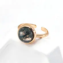 Dorcaloo S925純銀 水草瑪瑙リング【オープンデザイン・コンテンポラリー・女性用】