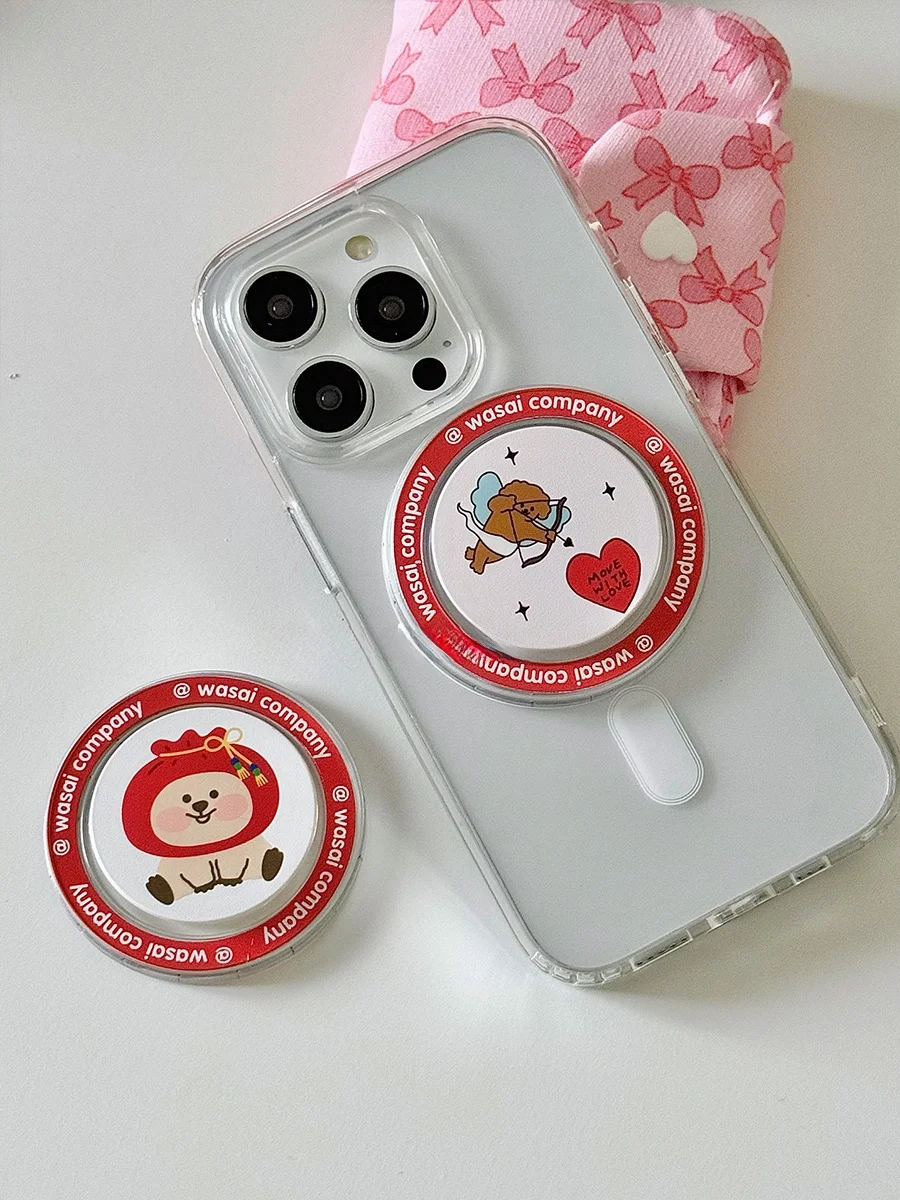 可愛らしい犬とクマのマグネット式スマホスタンド：伸縮・折りたたみ・粘着タイプの便利さと実用性