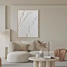 CM 手描き油絵 雪の暮れの抽象立体装飾画【リビング用・シンプルデザイン・テクスチャー付き】
