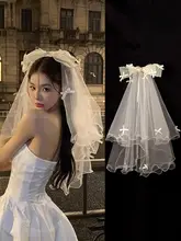 リボン付きベールヘッドドレス【ロリータ風・ボリューム感・花嫁用】
