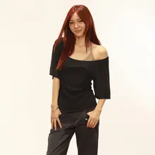 大UネックTシャツ【五分袖・女性用・フィット・肩見せデザイン】