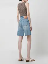 レディース 夏用ハイウエストデニムショートパンツ【ゆったりストレート・薄手・カジュアル】
