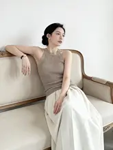 夏用バンドカラー ニットキャミソール【スリムフィット・ノースリーブ・インナー・アウトウェア】