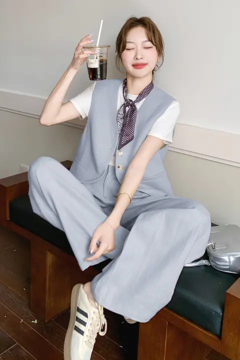 トレンド感漂うマタニティベスト＆フィットTシャツ・ロングパンツ【夏用・極上の柔らかさ・スタイルアップ】（セットアップ対応）