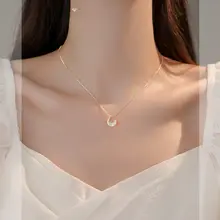 シンプルな人工ジルコンの水滴ペンダントネックレス【ファッションアクセサリー・女性用・ロックボーンチェーン】