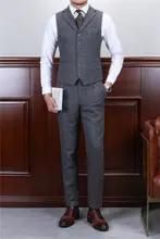 グレーのハウンドトゥースウールパンツ【ダブルプリーツ・スリムフィット・ビンテージスタイル】
