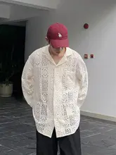 シャツ 男性 夏用 薄手 UVカット レース ハイエンドデザイン