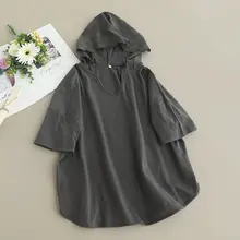 刺繍入りフード付き短袖Tシャツ【フィット・無地・竹節コットン・カジュアル】