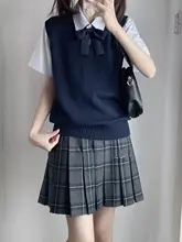 ユニセックス 秋冬用多色ニットベスト【JK制服スタイル】
